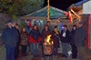 Een straat helemaal in kerstsfeer
