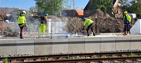 Asfalt op het nieuwe perron - Hamont-Achel