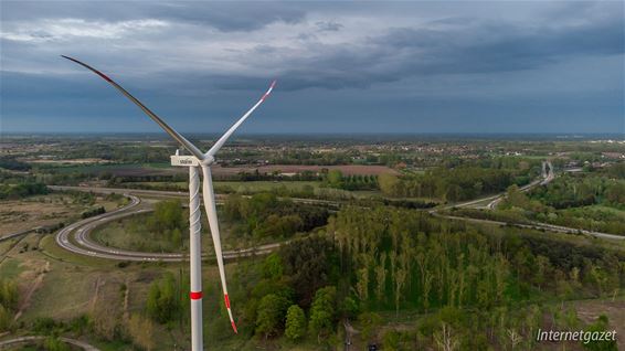 De eerste windturbine staat er - Pelt