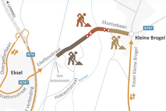 Ekselsebaan en Eikelbosstraat onderbroken - Peer