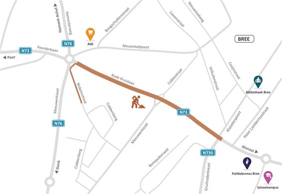 Bree - Fase 3 werken Rode Kruislaan start dinsdag