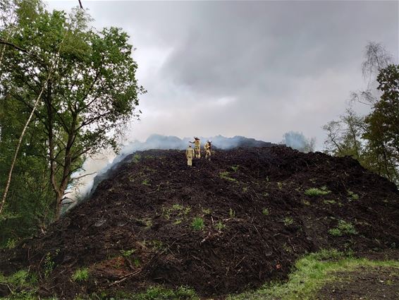 Gigantische berg groenafval vat vuur - Beringen