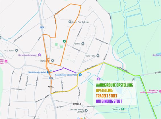Het traject van de carnavalsstoet - Hamont-Achel