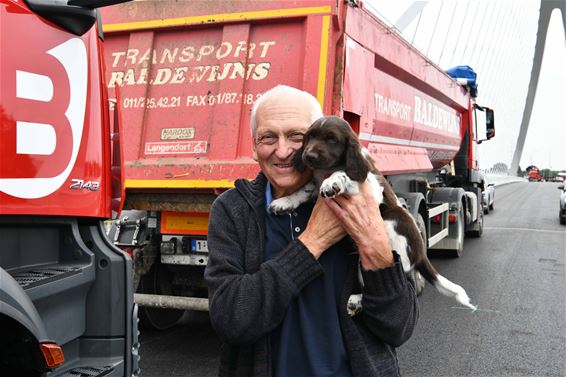 Mathias viert pensioen met puppy op Beringse brug - Beringen