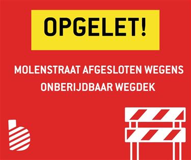 Bree - Molenstraat afgesloten door hitteschade