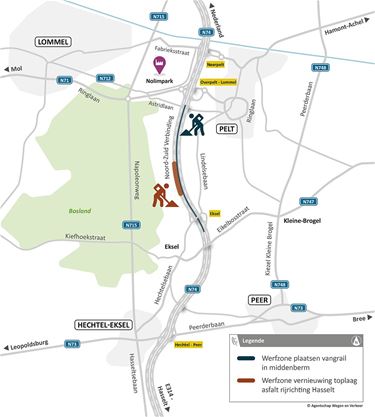 Nieuw asfalt en dubbele vangrails op Noord-Zuid - Pelt