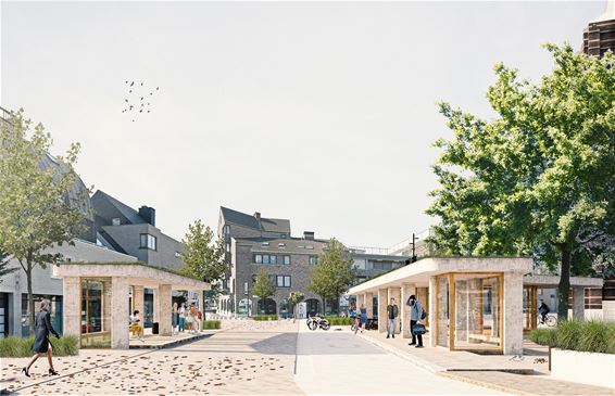 Nieuw bushalte en fietsenstalling op Kerkplein - Lommel