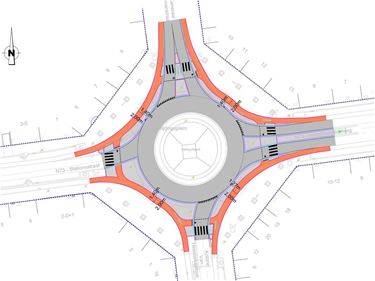 Nieuwe rotonde met afgescheiden fietspaden - Leopoldsburg