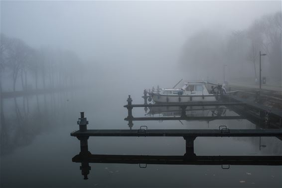Ochtendmist aan de passantenhaven - Pelt