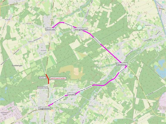 Omleiding door wegenwerken in Gruitrode - Oudsbergen