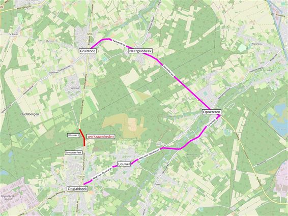 Omleiding door wegenwerken in Gruitrode - Oudsbergen