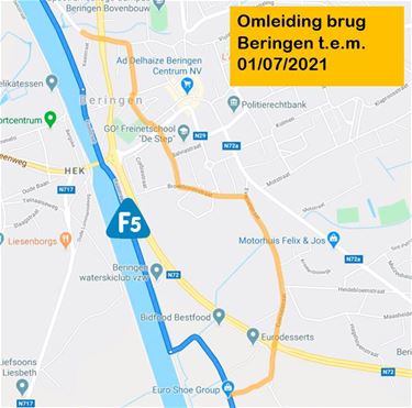 Omleidingen voor F5 Fietssnelweg - Beringen