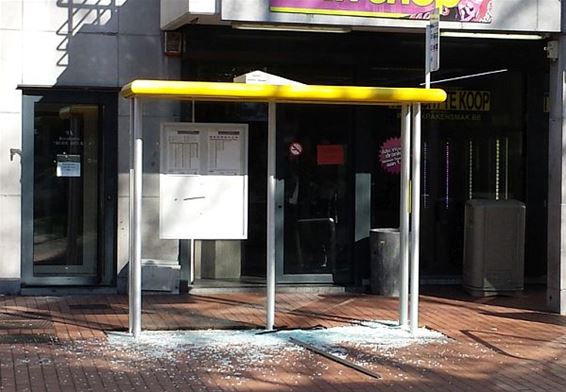 Opnieuw glas van bushokje vernield - Neerpelt