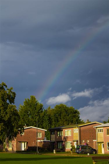 Regenboog boven Lodewijckpleintje - Beringen