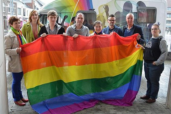 Regenboogvlag tegen homohaat - Overpelt