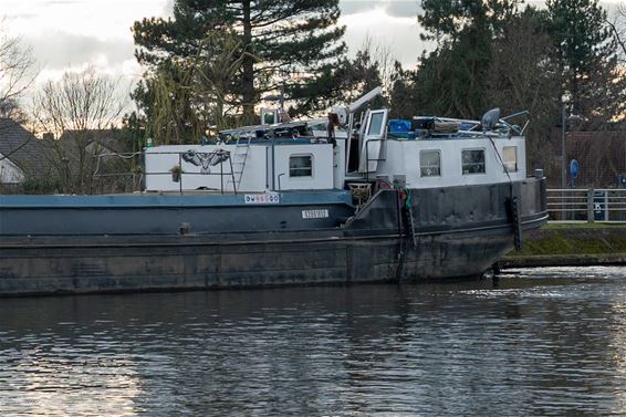 Schip botst tegen spoorwegbrug - Pelt