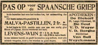 Spaanse griep anno 1922 - Beringen