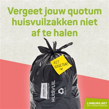 Vergeet je huisvuilzakkentegoed niet op te halen - Hamont-Achel