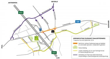 Versmalde rijstroken op Paalsesteenweg - Beringen