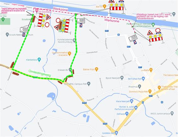 Werken in de J. Tassetstraat, kanaalweg afgesloten - Pelt