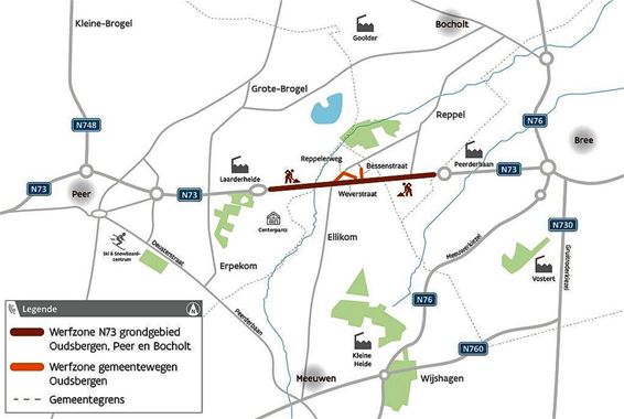 Werken langs N73 in Ellikom - Peer & Oudsbergen