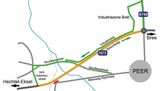 Werken op de Noordweg: omleiding - Peer