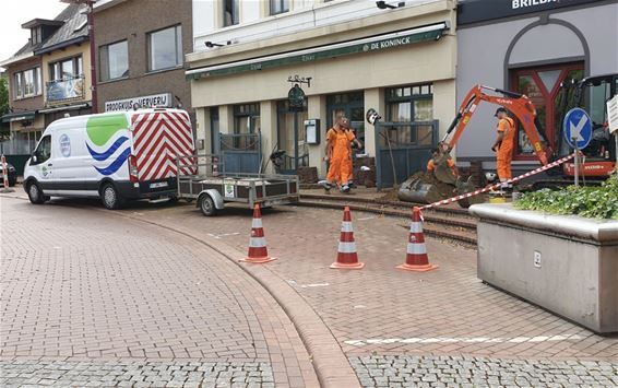 Werken waterleiding in centrum - Beringen