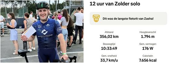 Zasha Boonen rijdt 356 km voor De Klimroos - Pelt