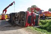Tongeren - Vrachtwagen gekanteld