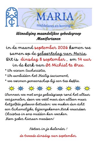 Maandelijkse samenkomst Montfortanen